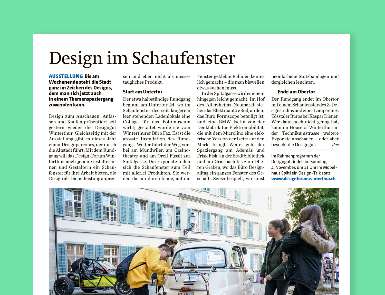 Artikel im Landboten zum Designparcours in Winterthur