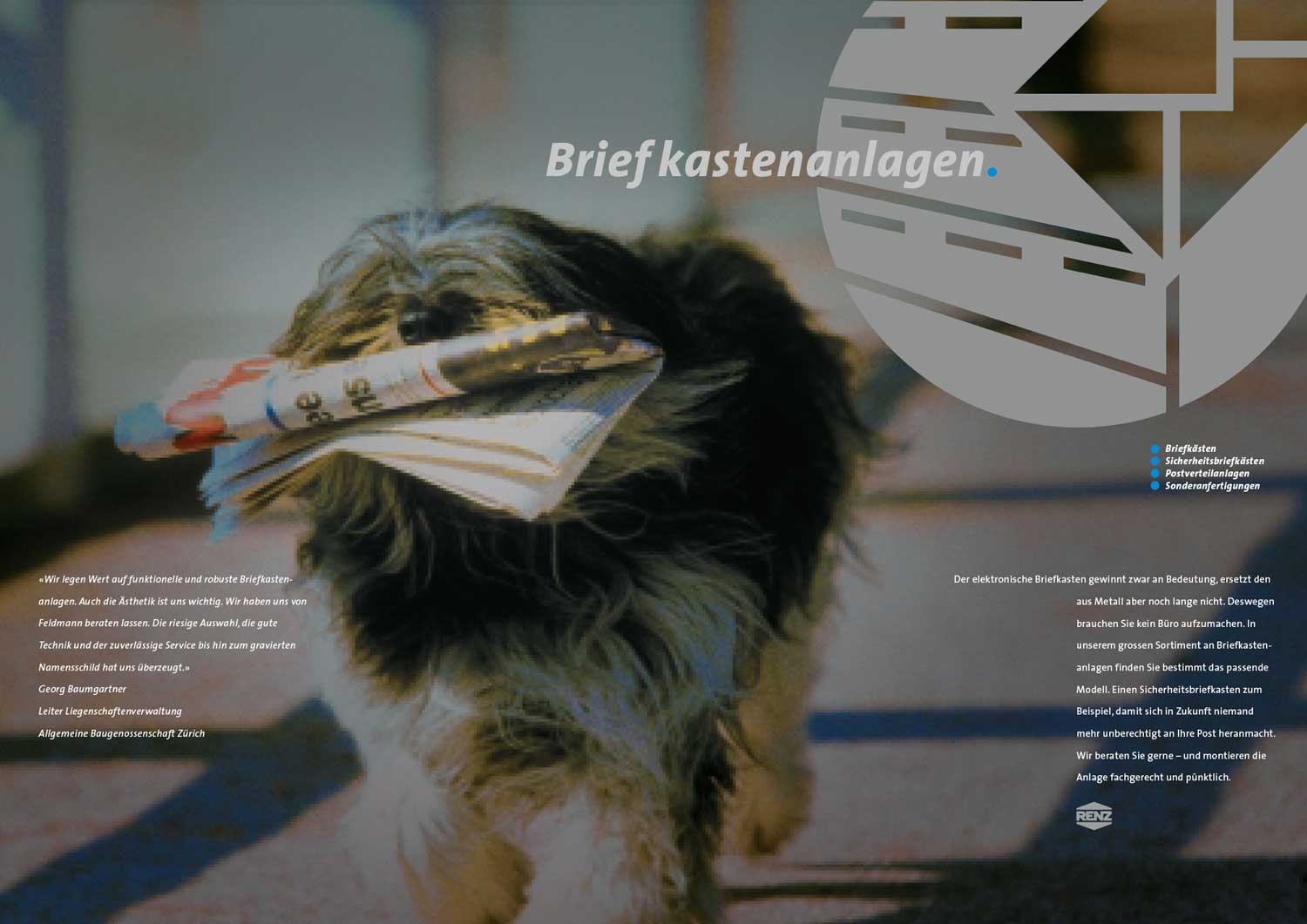 Das vielfältige Angebot der E. Feldmann AG in Imagebroschüre präsentiert, Gestaltung Ricco Meierhofer