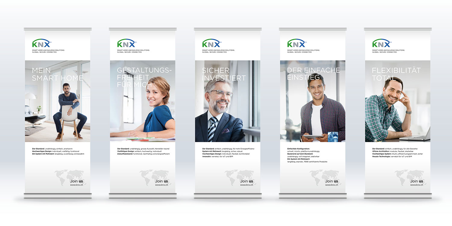 Layoutvorlage für Rollups mit Berücksichtigung des Corporate Designs von KNX Swiss