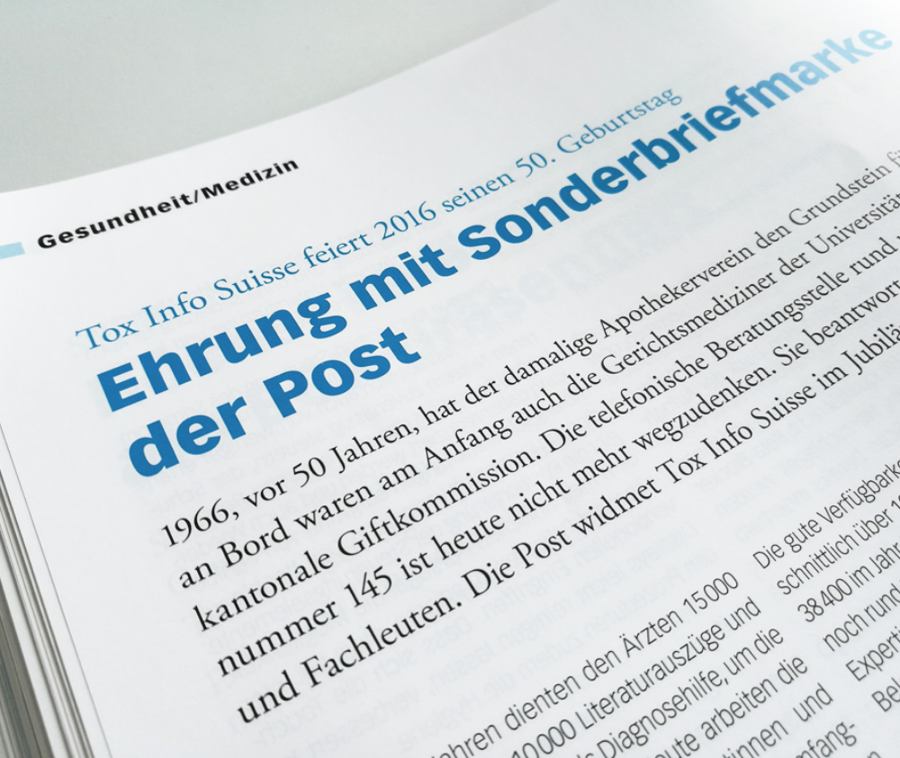 Medienbericht zum 50-jährigen Jubiläum von Tox Infos Suisse