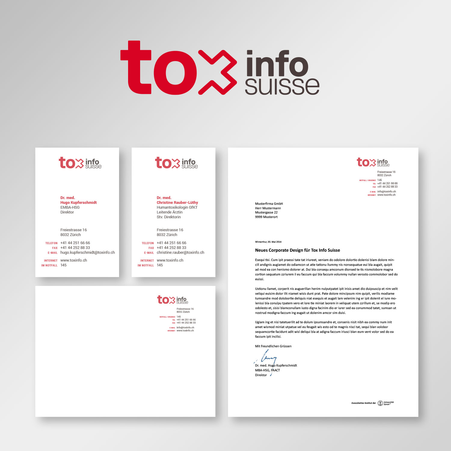 Logo von Tox Info Suisse und Briefschaft