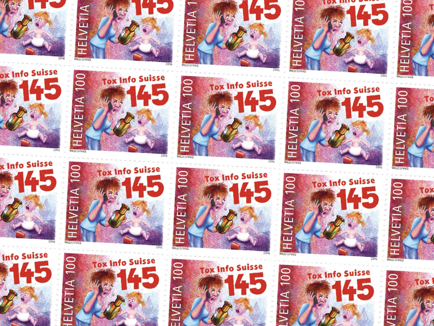 Briefmarke zur Bewerbung der Notfallnummer 145