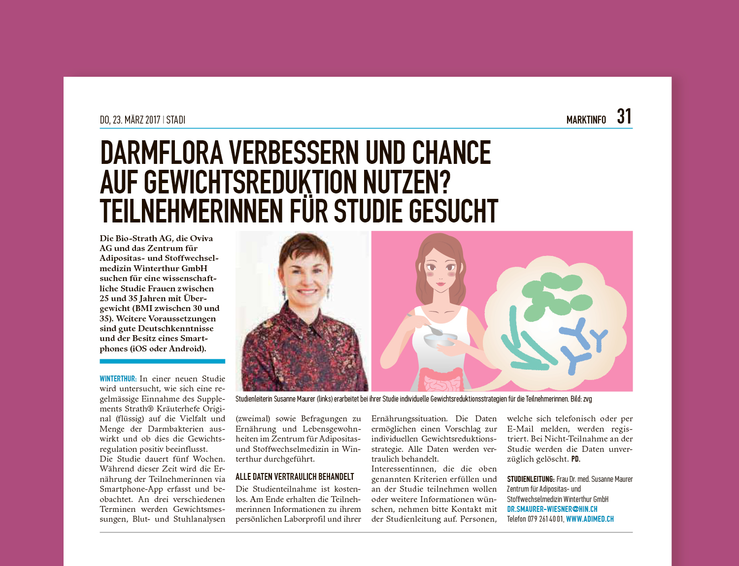 PR-Artikel für Lokalzeitung für wissenschaftliche Studie