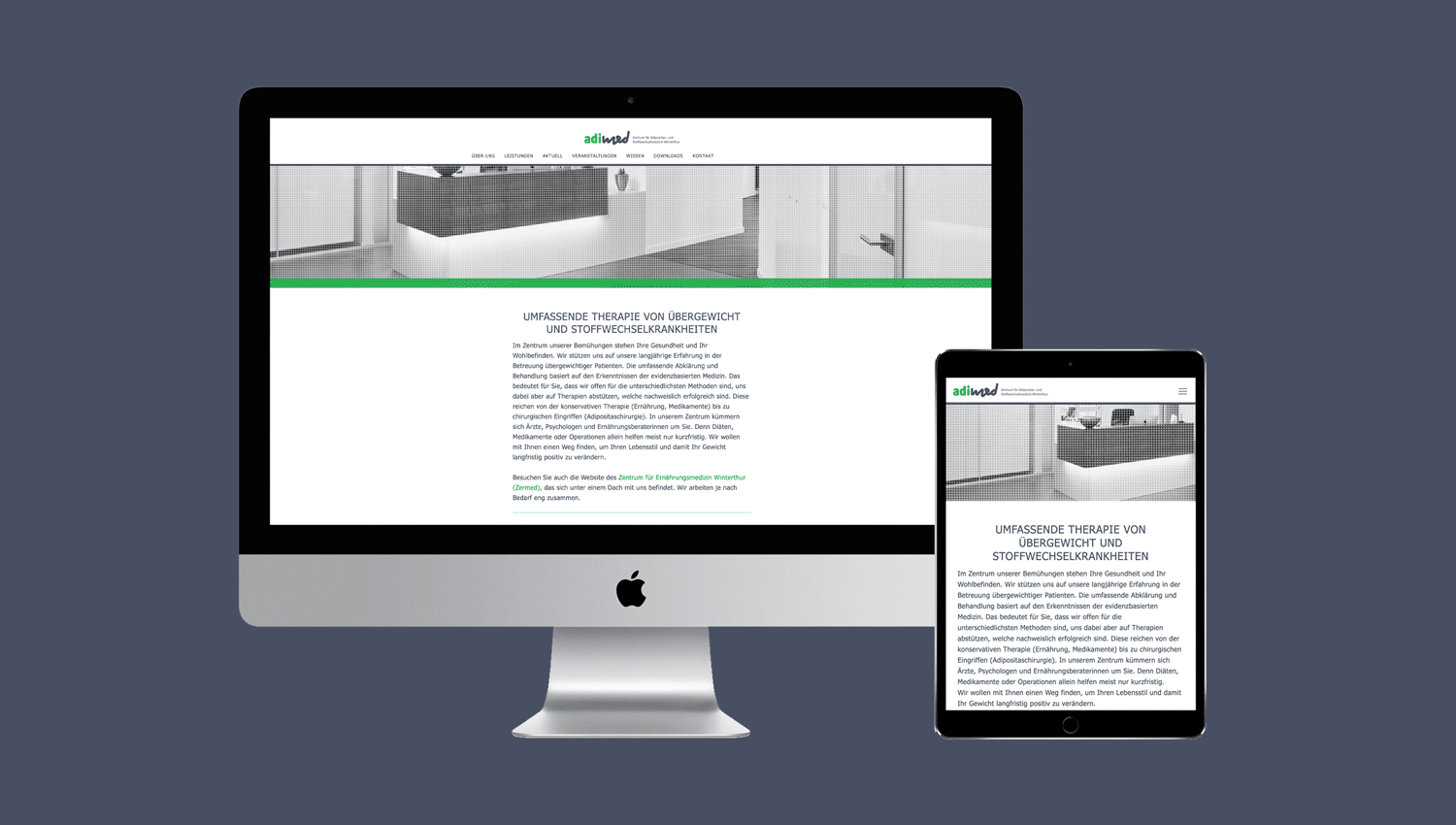 Abbildung der Websites von Adimed und Zermed