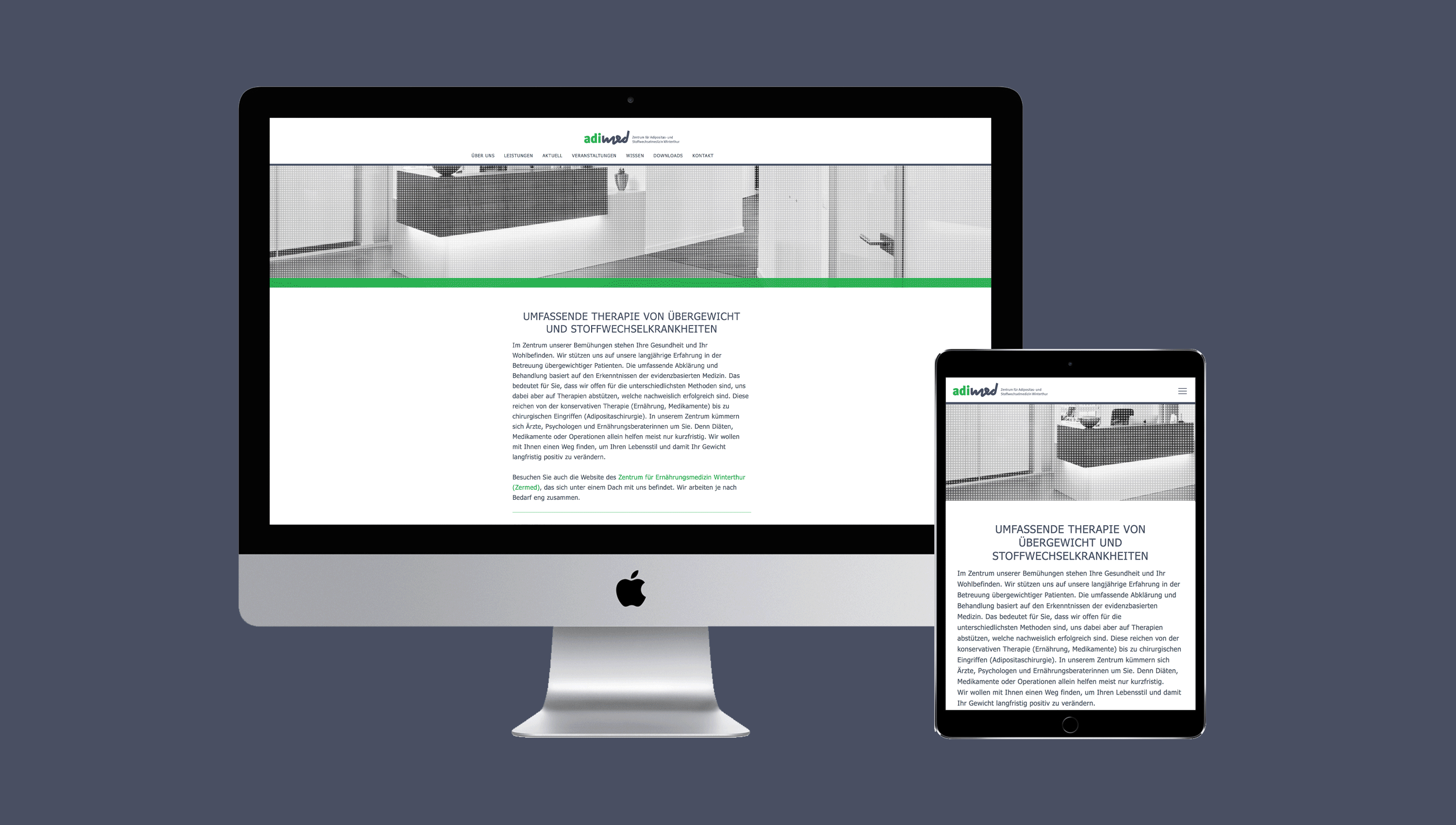 Abbildung der Websites von Adimed und Zermed