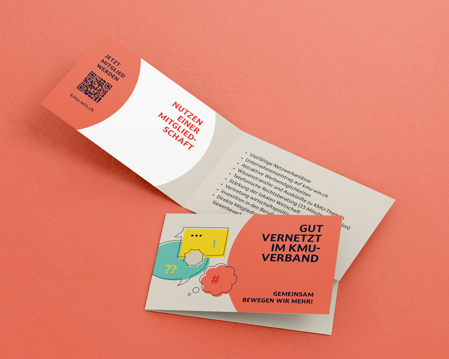 Flyer für Bewerbung von Neumitgliedern, gut vernetzt im KMU-Verband