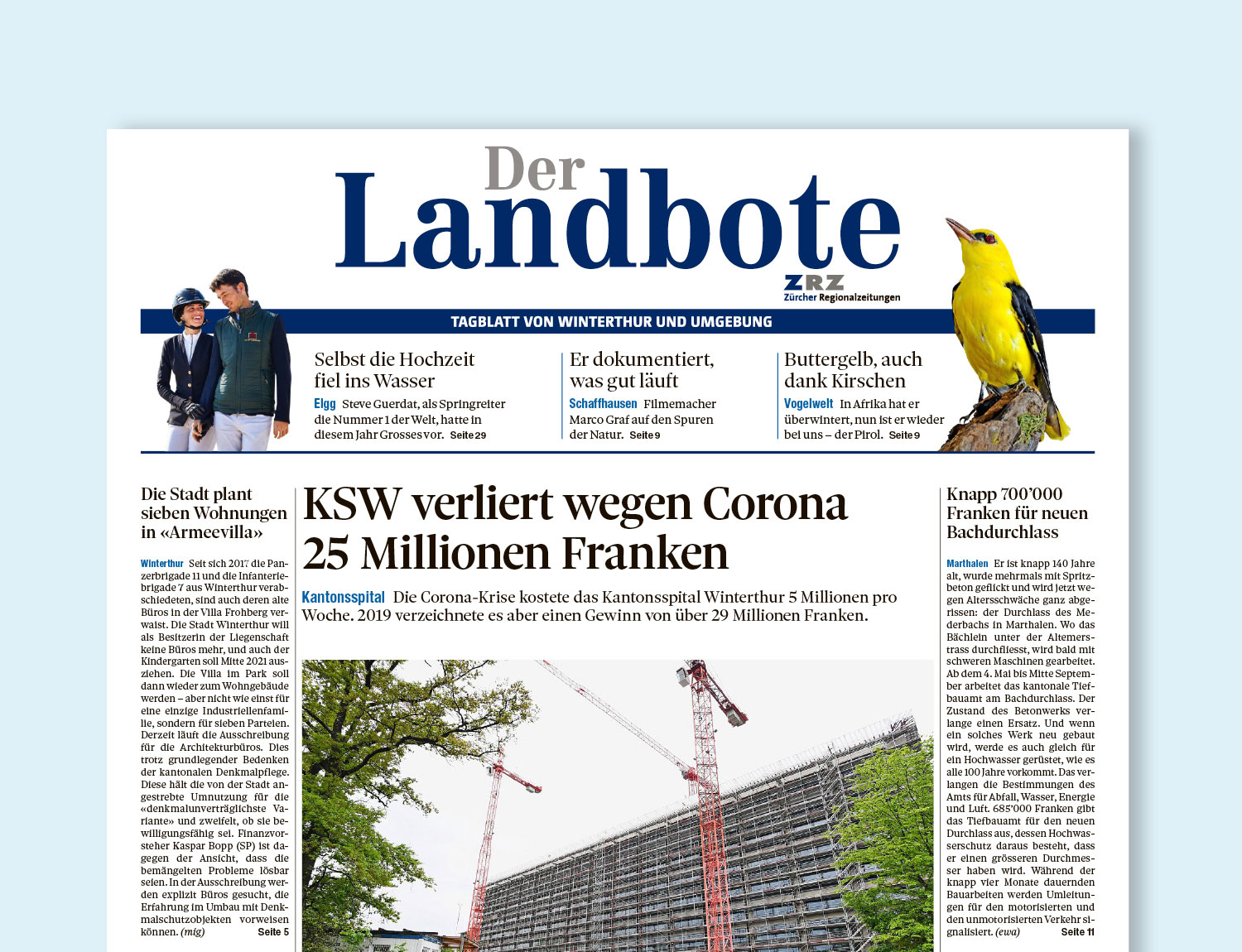 Medienbericht zum Jahresbericht und zu Covid-19 im Landboten, 29. April 2020